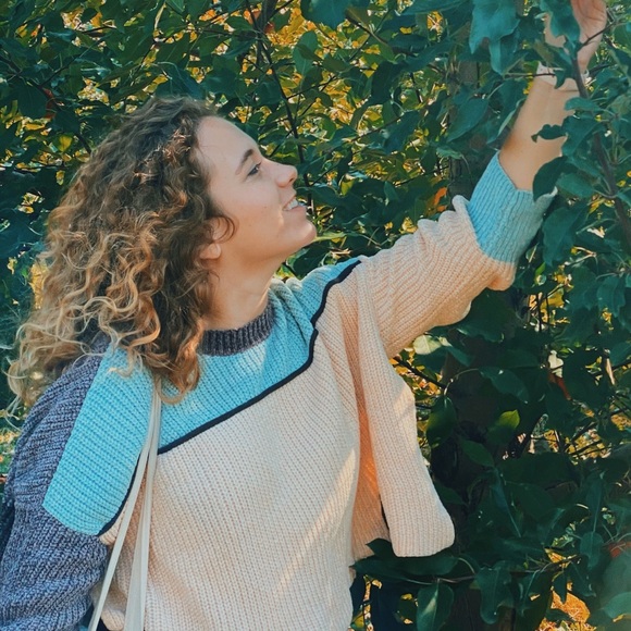 Urban Outfitters colorblock cropped crew neck chenille sweater - Picture 3 of 6